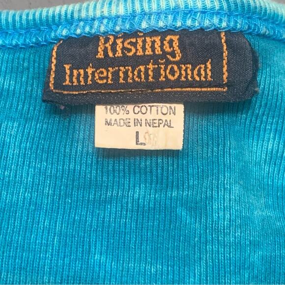 Rare Vintage Boho Colorful Rainbow 🌈 Long sleeve Quality Cotton Size Large - Picture 4 of 9